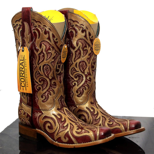 Corral Women's French's 50th Anniversary Boots - Gold & Red Square Toe