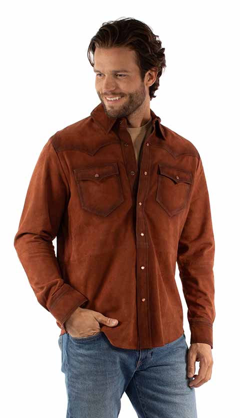 RUST- Western suede shirt.