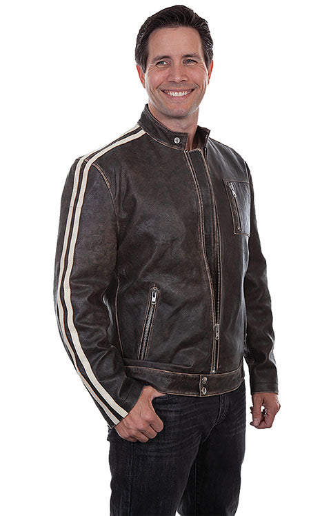 CHARCOAL- Sanded calf racing jacket