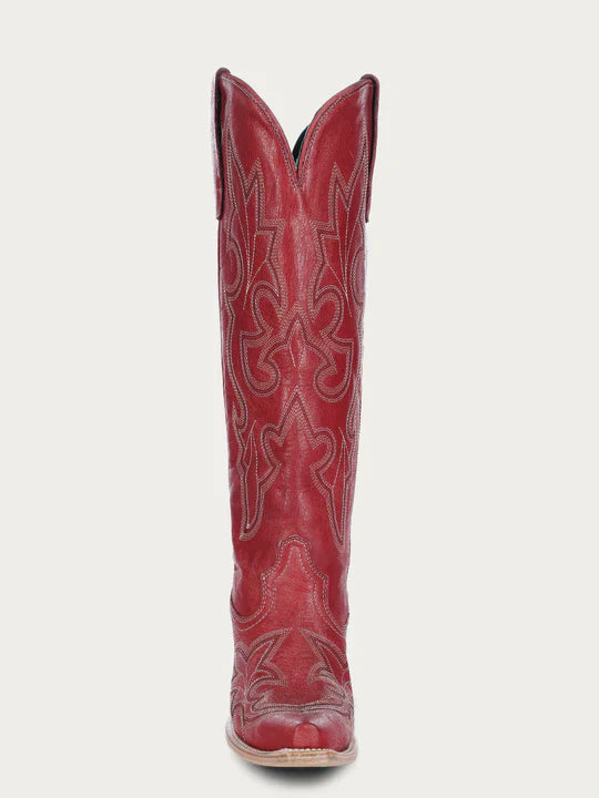 A4465 - WOMEN'S EMBROIDERY TALL TOP RED SNIP TOE COWBOY BOOT