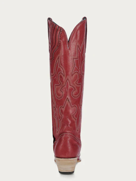 A4465 - WOMEN'S EMBROIDERY TALL TOP RED SNIP TOE COWBOY BOOT