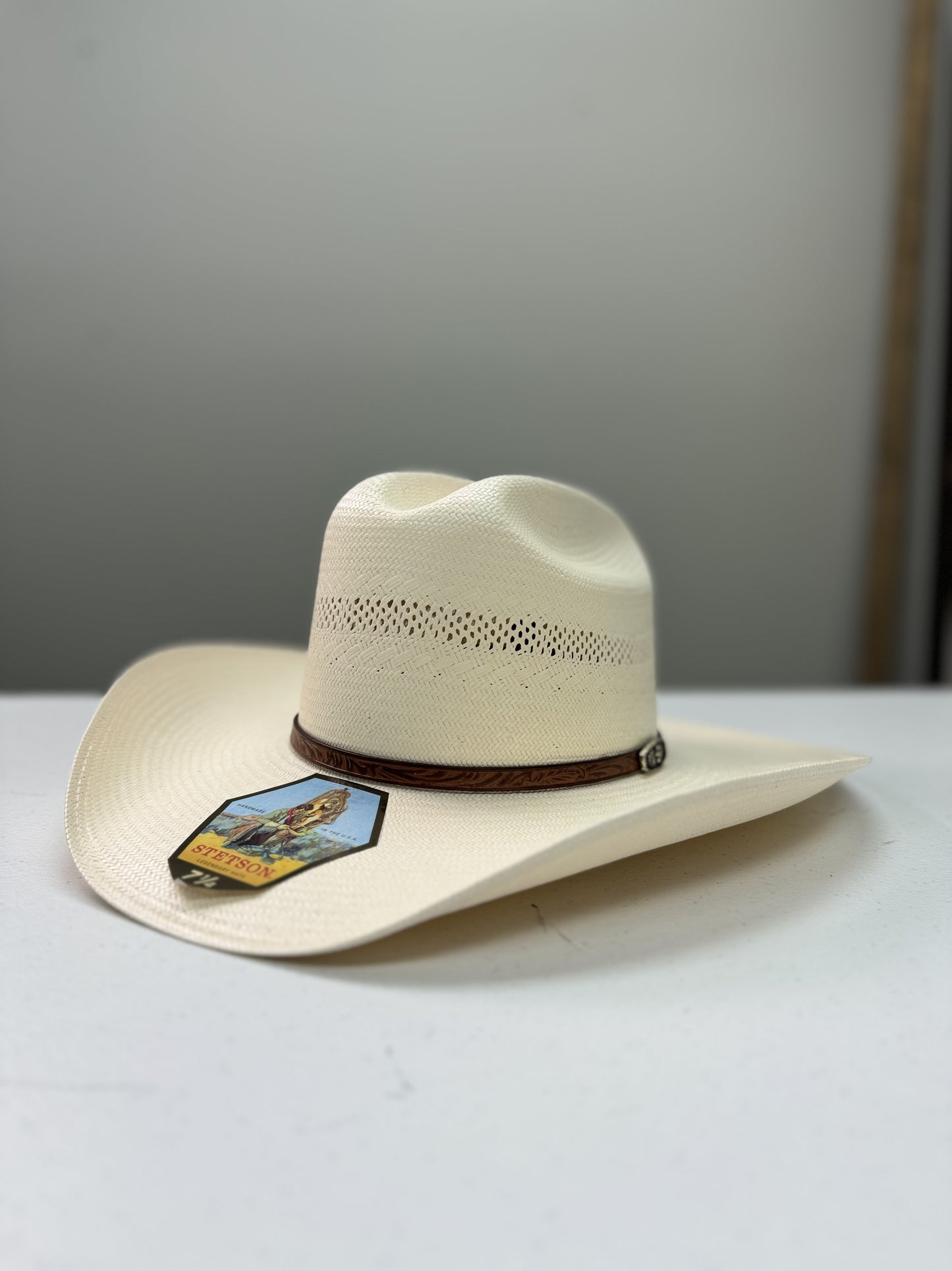 Sombrero de paja ventilado Stetson unisex Cowboy Cowgirl 100X Ranch