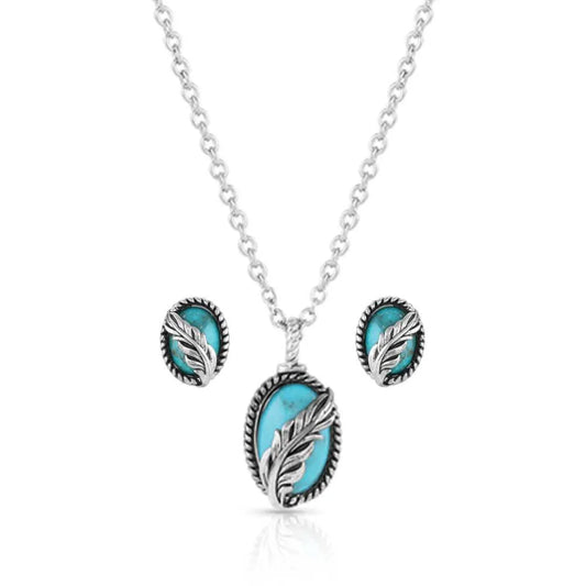 World's Feather Turquoise Jewelry Set