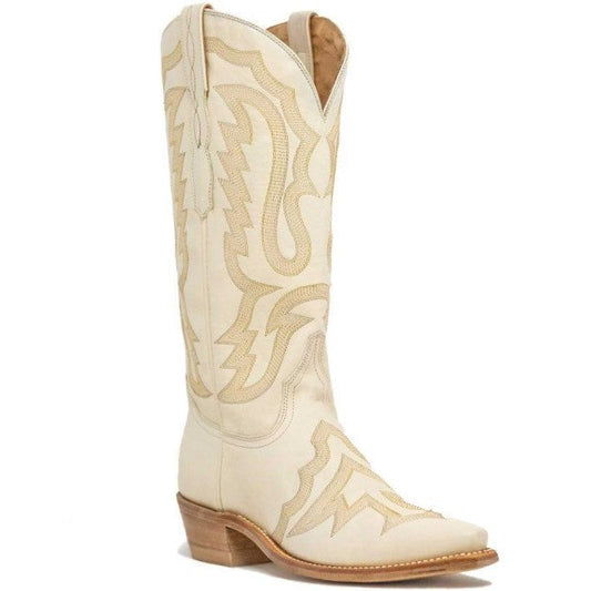 Lucchese Women's Cream Embroidered Western Boots