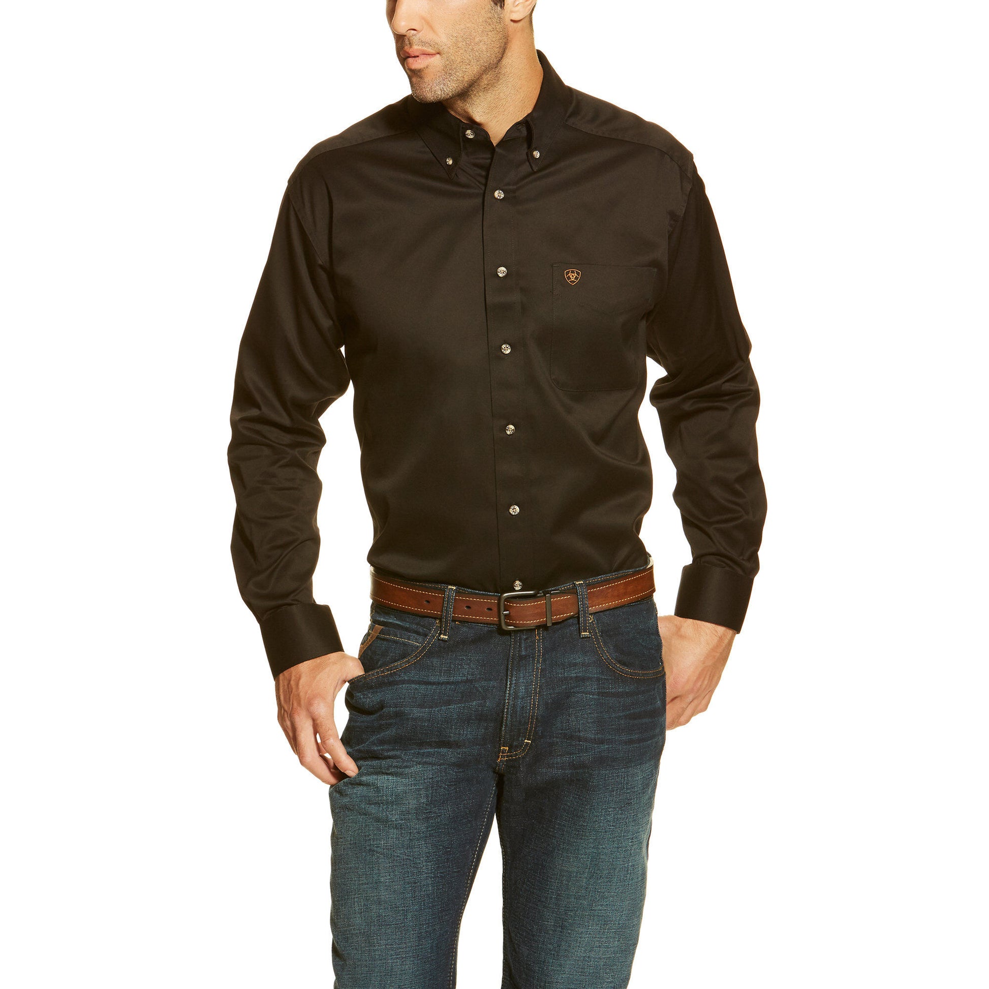Ariat Men's Solid Twill Shirt - Black - French's Boots