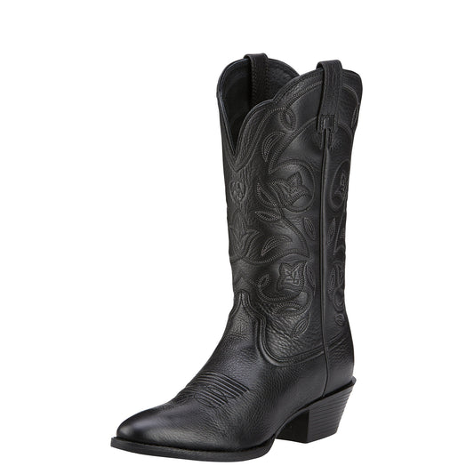 Ariat Women's Heritage R Toe Boot - Black Deertan - French's Boots