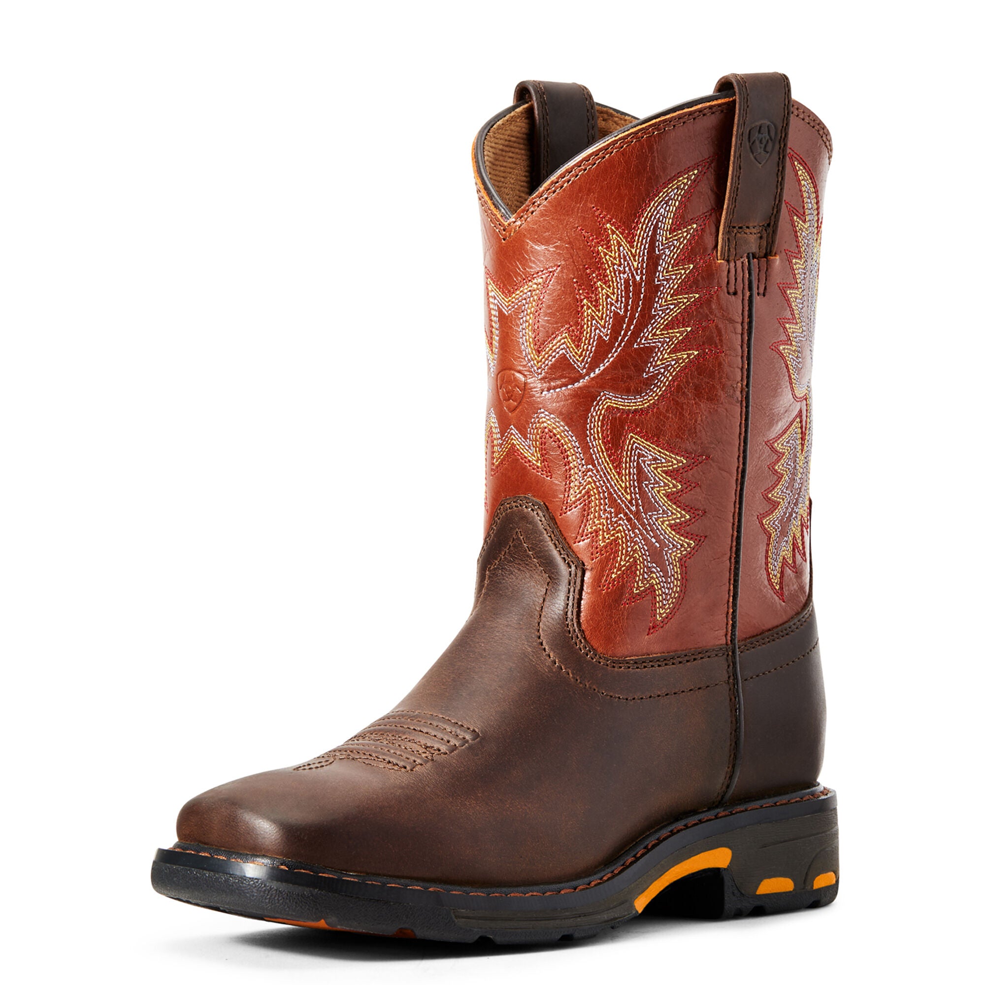 Bota de punta cuadrada ancha WorkHog para ninos de Ariat color tierra French s Boots