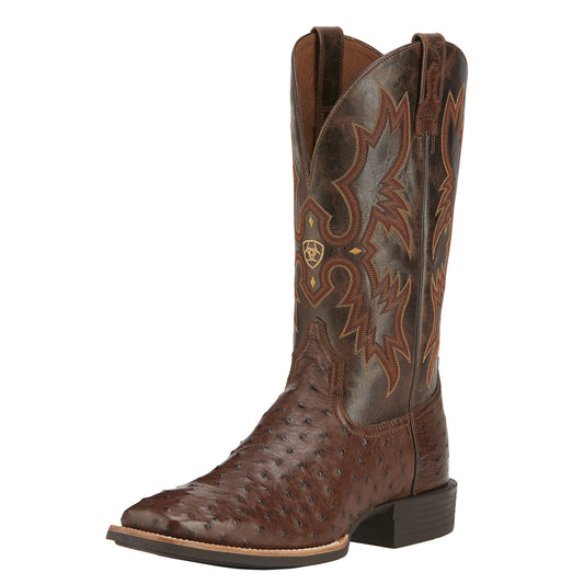 Ariat Men's Quantum Classic Boot - Antique Tabac Full Quill Ostrich - French's Boots