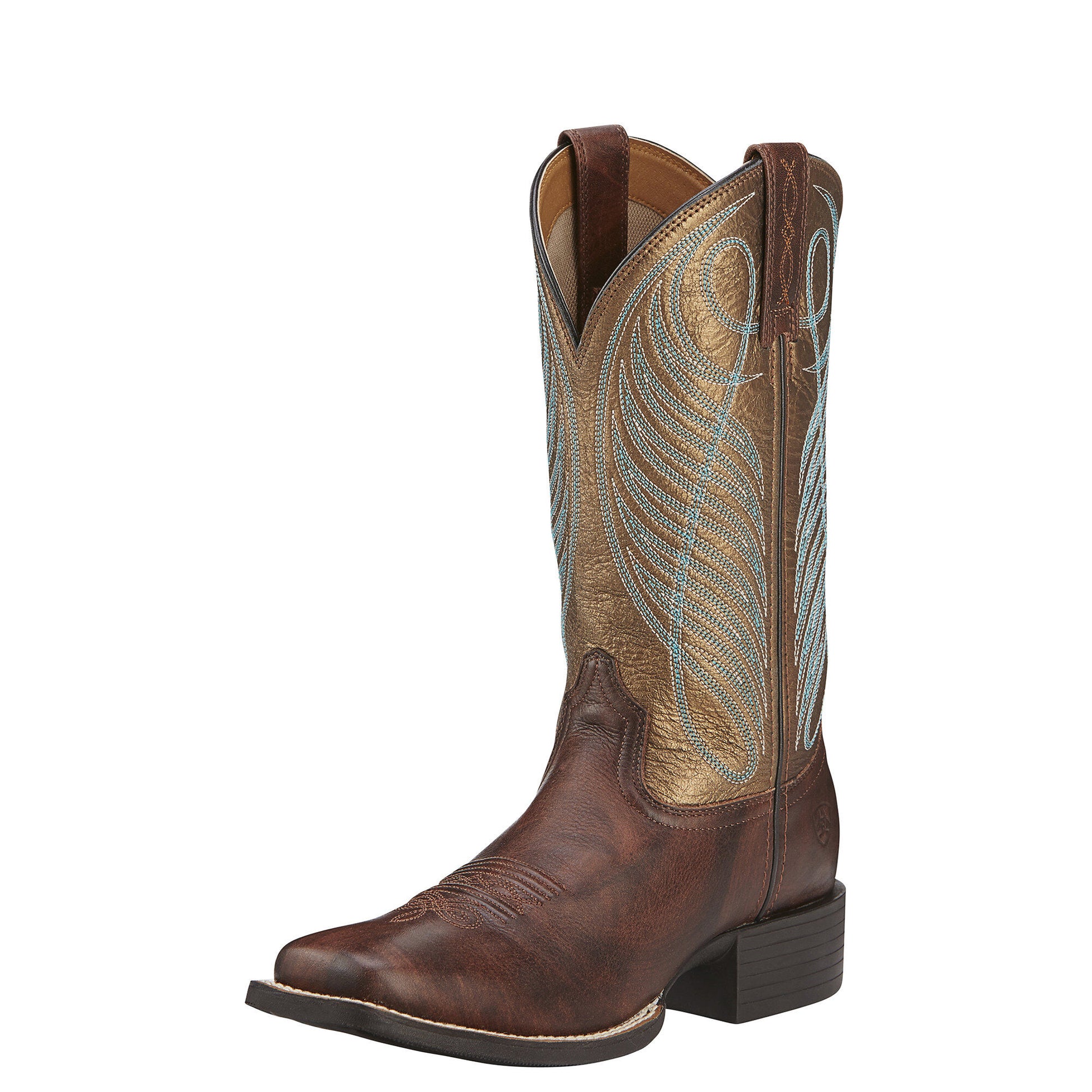 Ariat Women's Round Up Wide Square Toe Boot - Yukon Brown/Bronze - French's Boots
