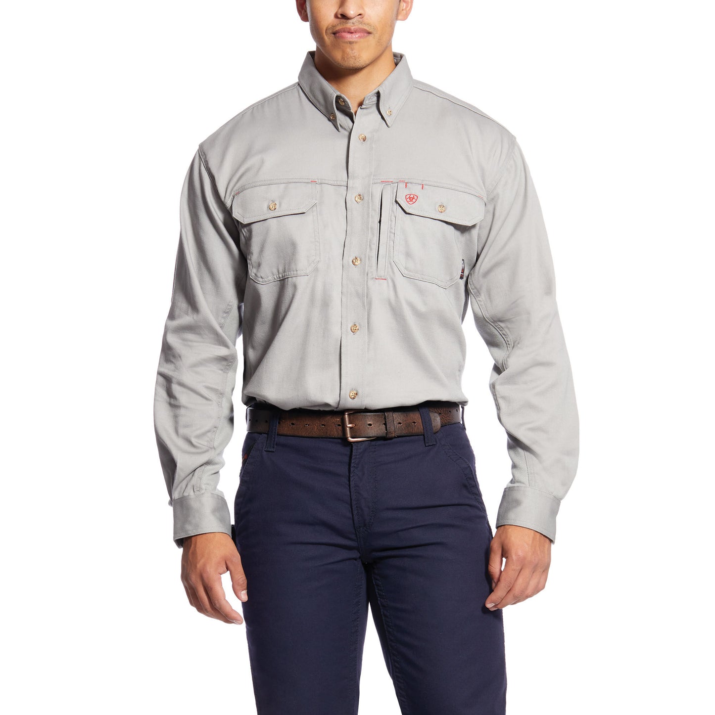 Ariat Men's FR Solid Vent Work Shirt - Silver Fox