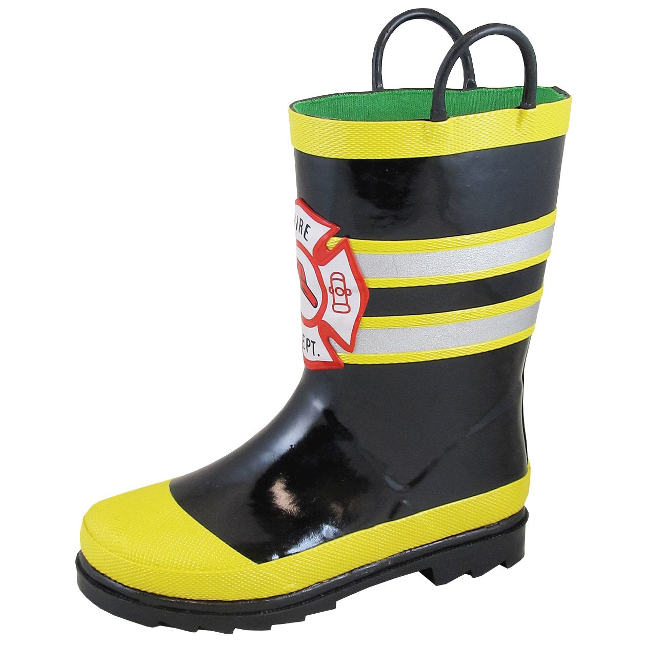 Smoky Mountain Toddler Fireman Black Waterproof Rubber Rain Boot