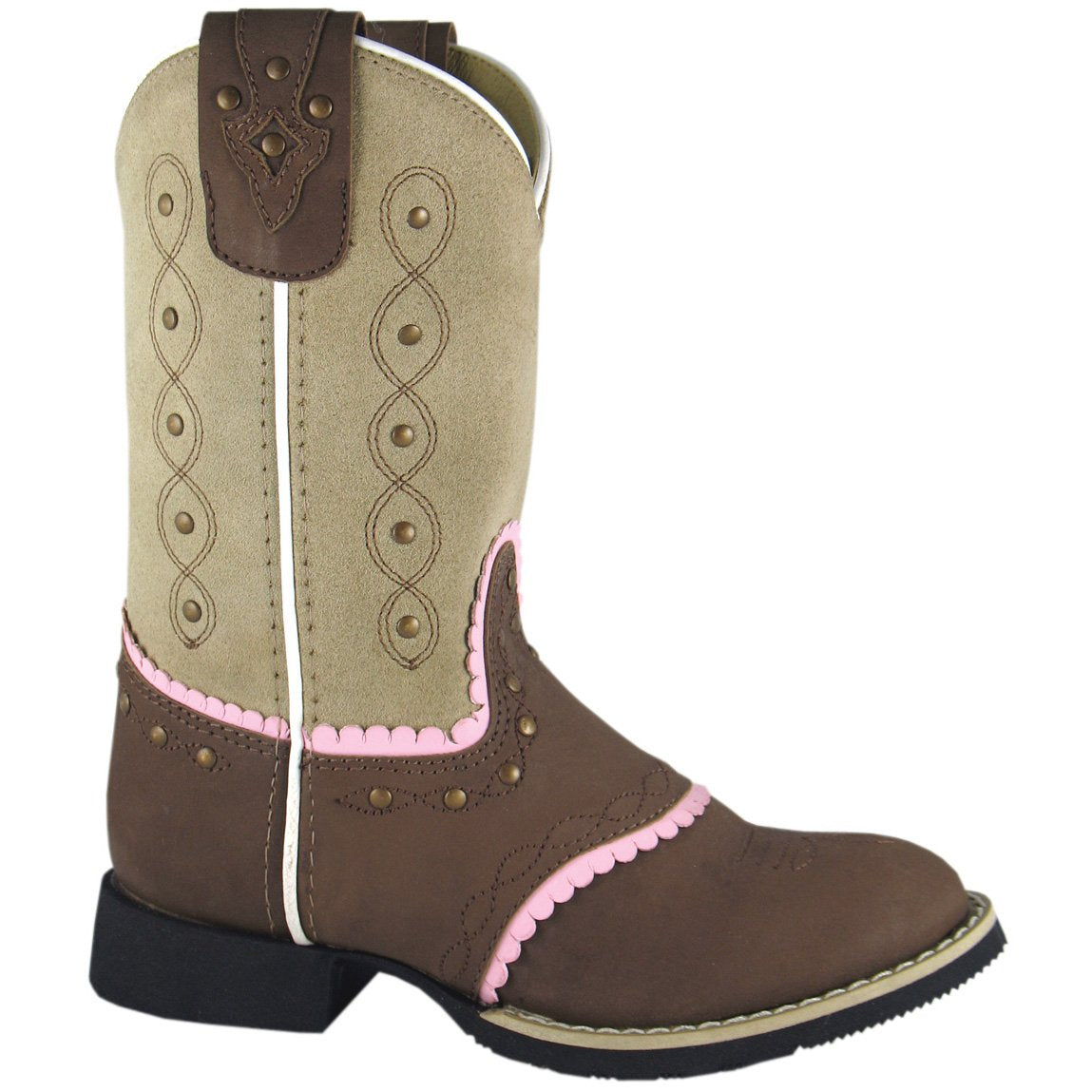 Smoky Mountain Girl's Youth Brown/Beige Western Boot With Pink Trim
