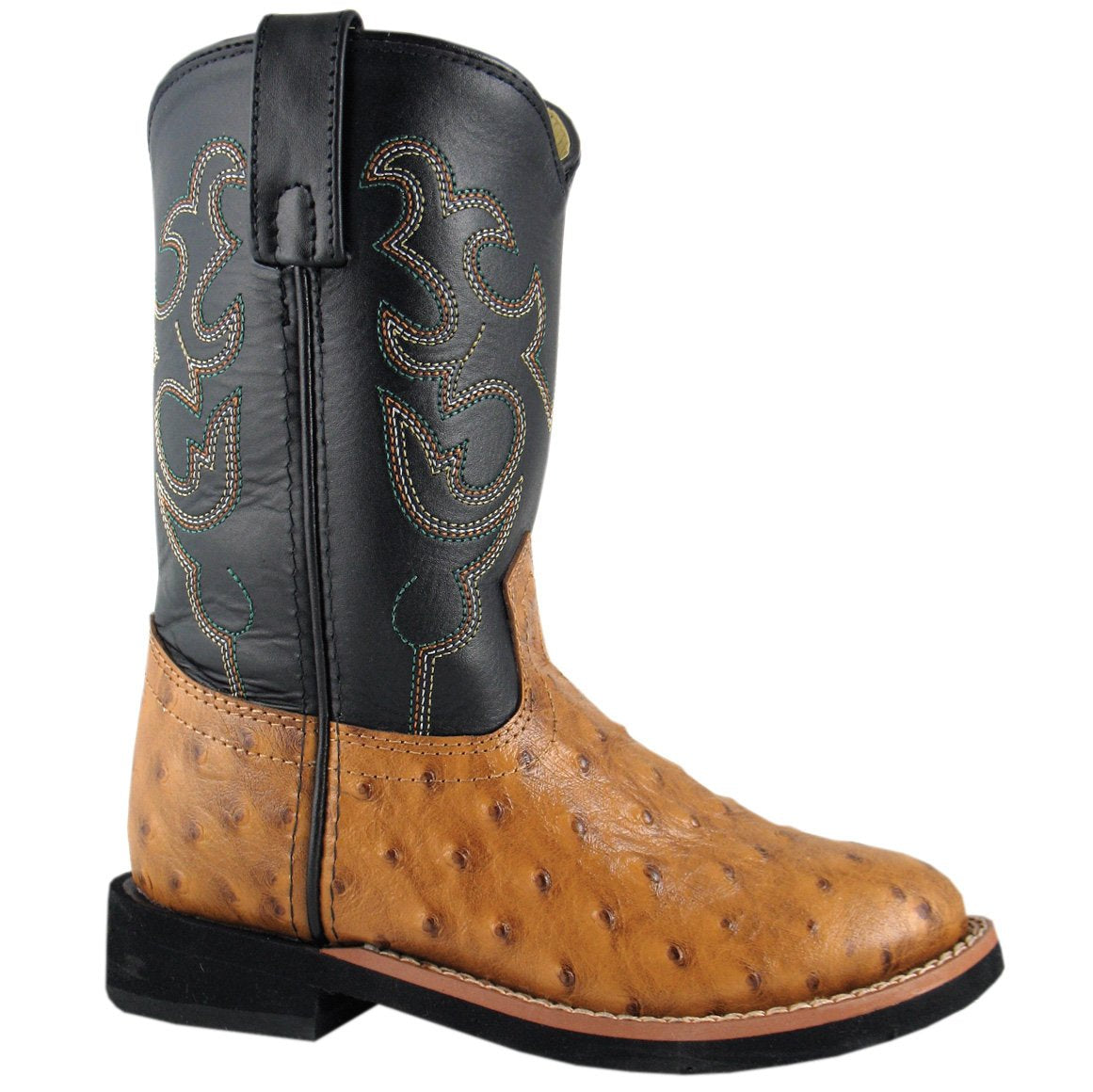 Smoky Mountain Youth Cognac Ostrich/Black. Crepe Boot
