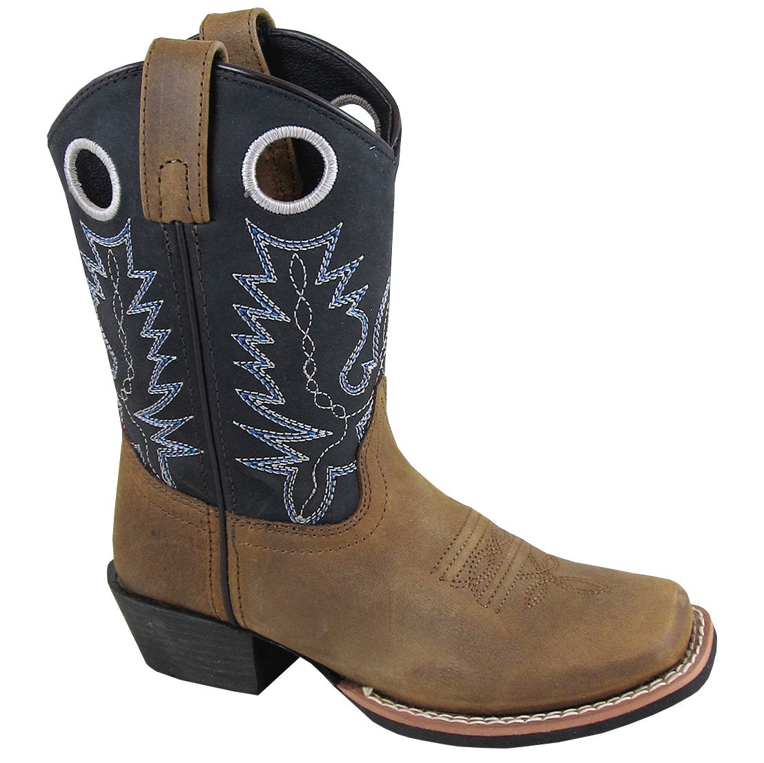 Smoky Mountain Youth Brown Distress/Black Square Toe Boot