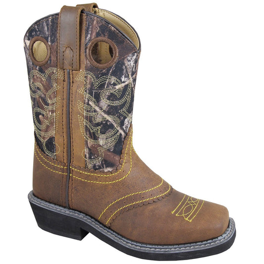 Smoky Mountain Youth Brown Oil Distress/Camo Square Toe Boot
