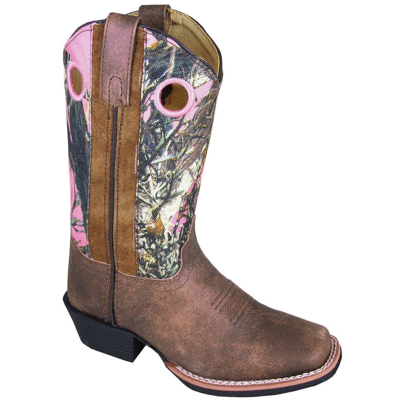 Smoky Mountain Girl's Youth Mesa Brown Distress/Pink Camo Cowboy Boot