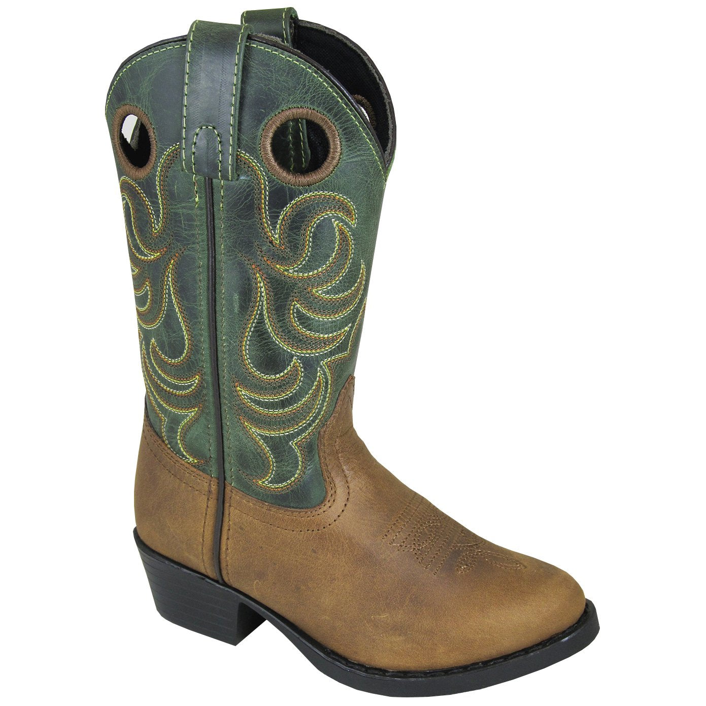 Smoky Mountain Toddler Hopalong Brown Distress/Green Crackle Cowboy Boot