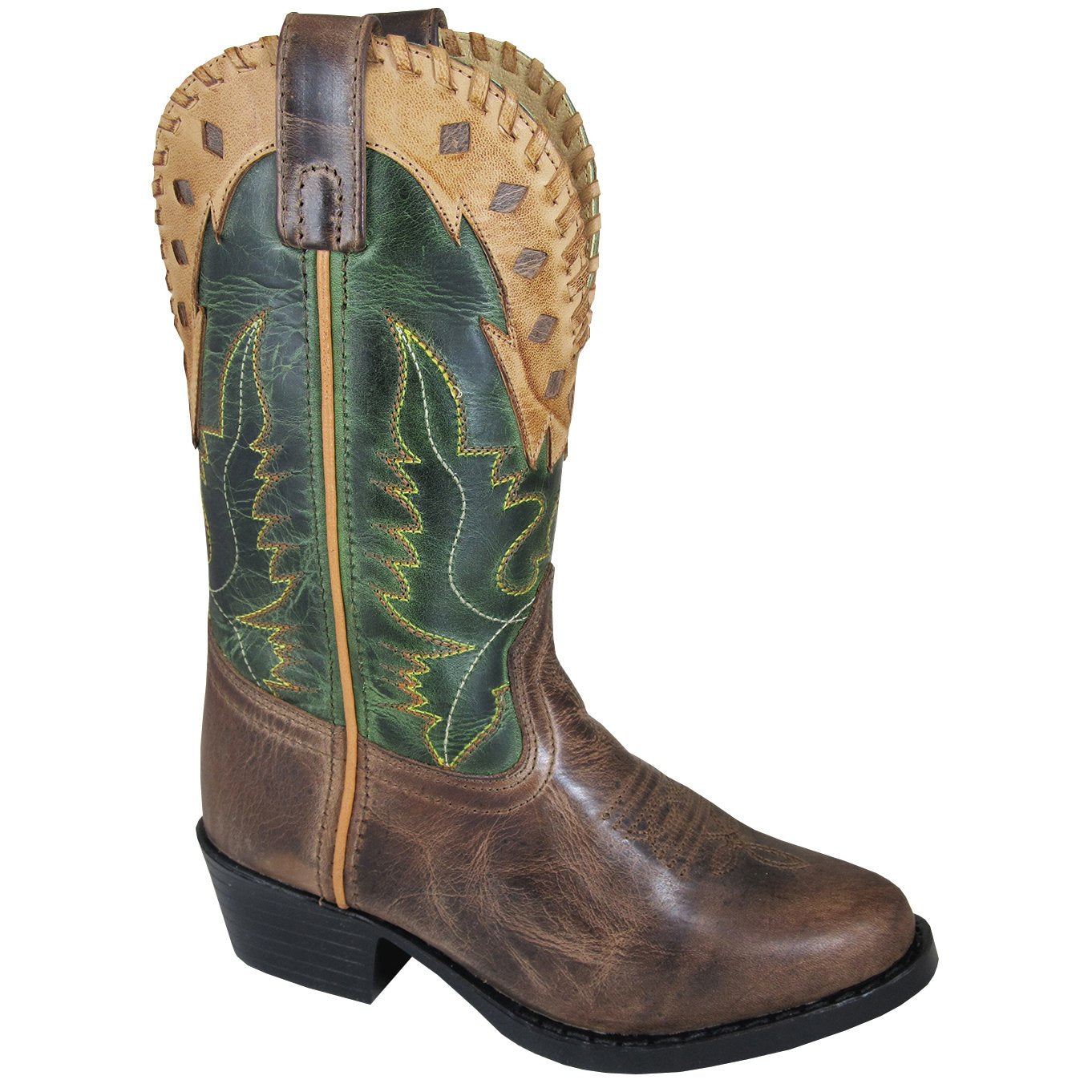 Smoky Mountain Youth Reno Brown Distress/Green Crackle Cowboy Boot