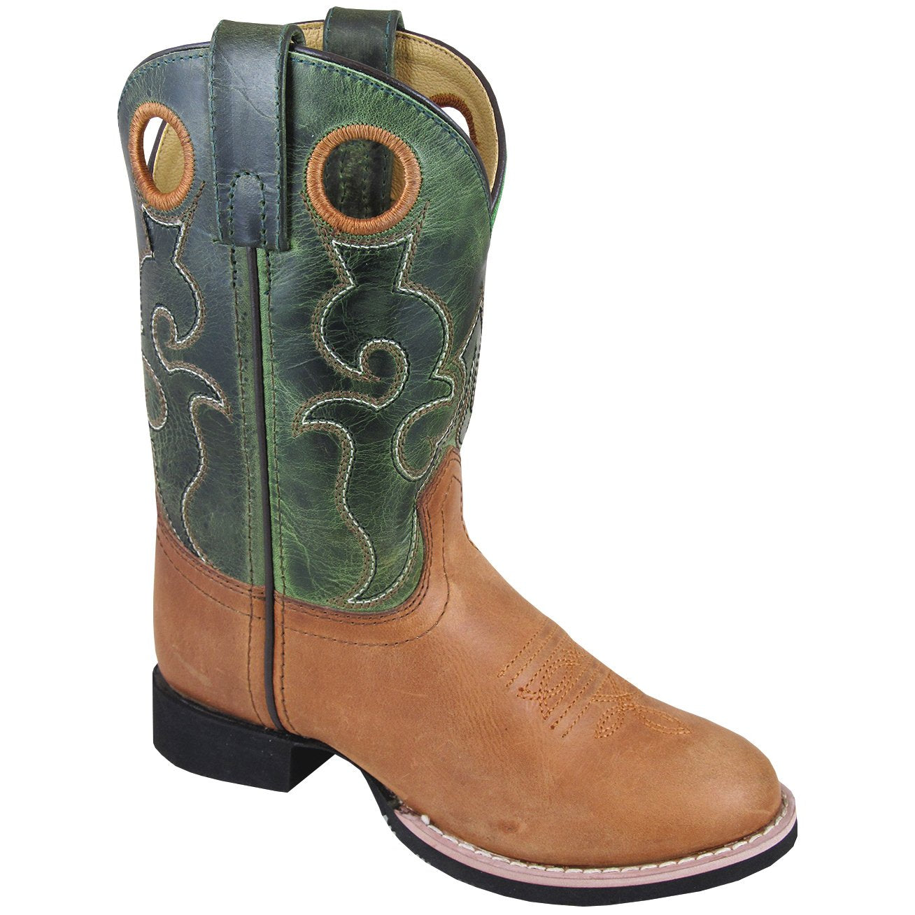 Smoky Mountain Children's Rick Brown Waxed/Green Crackle Cowboy Boot