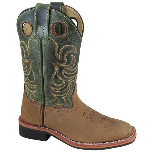 Smoky Mountain Youth Jesse Brown Distress/Green Crackle Cowboy Boot