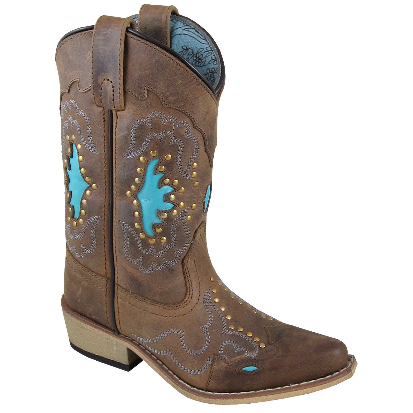 Smoky Mountain Girl's Youth Moon Bay Brown Distress/Turquoise Cowboy Boot