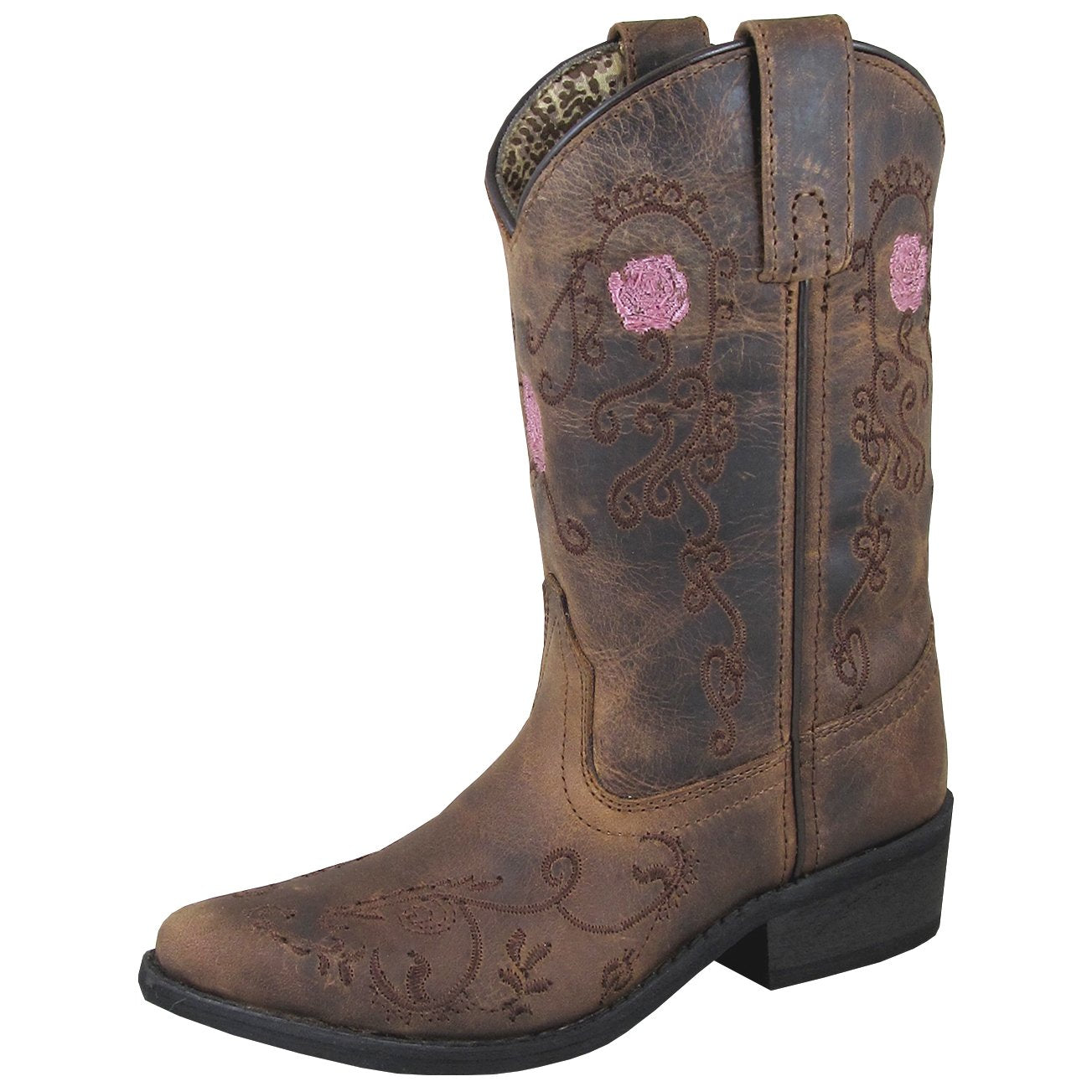 Smoky Mountain Girl's Youth Rosette Brown Oil Distress Cowboy Boot