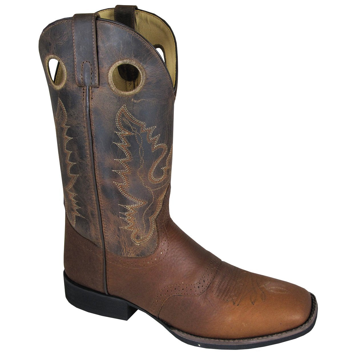 Smoky Mountain Men's Brown Embossed/Brown Distress Sq Toe Boot