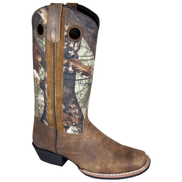 Smoky Mountain Women's Brown Distress/Brown Camo Sq Toe Boot