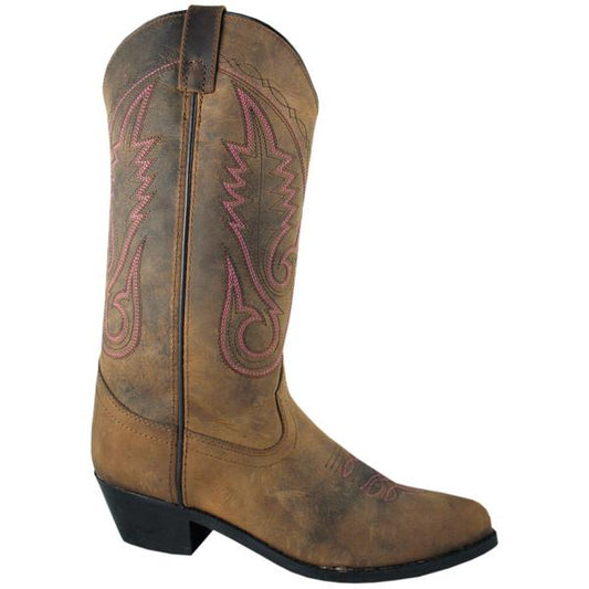 Bota de cowboy Smoky Mountain feminina marrom ocidental 12" Dark Crazy Horse