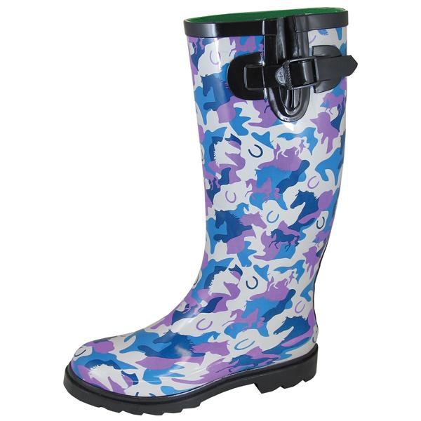 Smoky Mountain Women's East Ridge 13" Gray/Purple/Blue Rubber Rain Boots