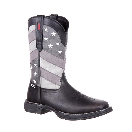 Durango Men's Black and Grey Faded Flag Cowboy Boots